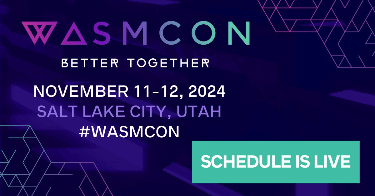 It’s time - the #WasmCon schedule has dropped! 🎤 This premier #WebAssembly event will explore new frontiers in building scalable, efficient, &amp; secure applications. Check out the schedule: hubs.la/Q02L8jXW0. Join us in Salt Lake City November 11-12: hubs.la/Q02L87RC0.