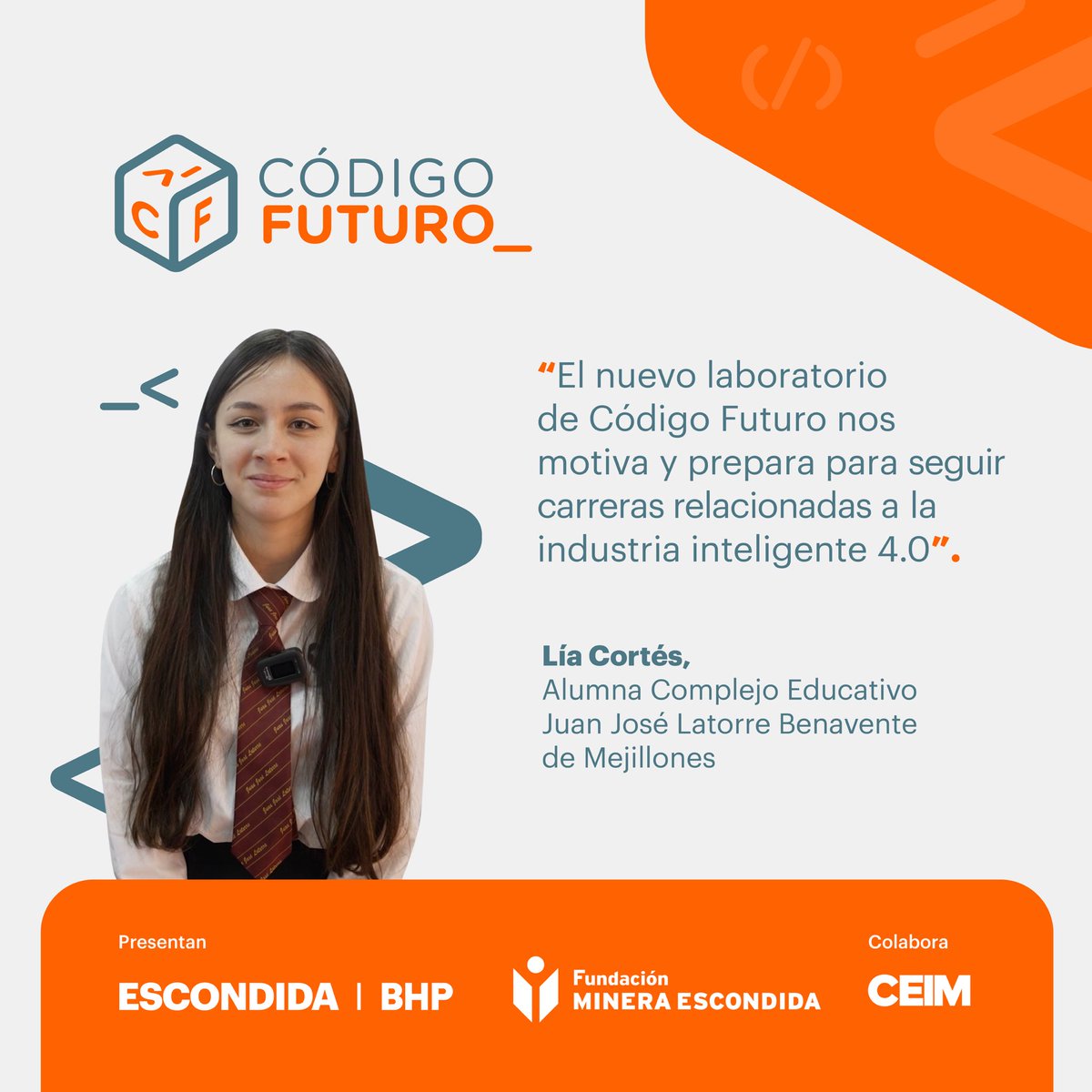 fmescondida's tweet image. ¡Programa Código Futuro! 🚀 

Este año, el programa a ampliando su alcance con un despliegue territorial en Mejillones que traerá oportunidades únicas en tecnología y desarrollo digital para nuestra región. 💻✨

#CódigoFuturo #AntofagastaDigital #Mejillones #InnovaciónRegional