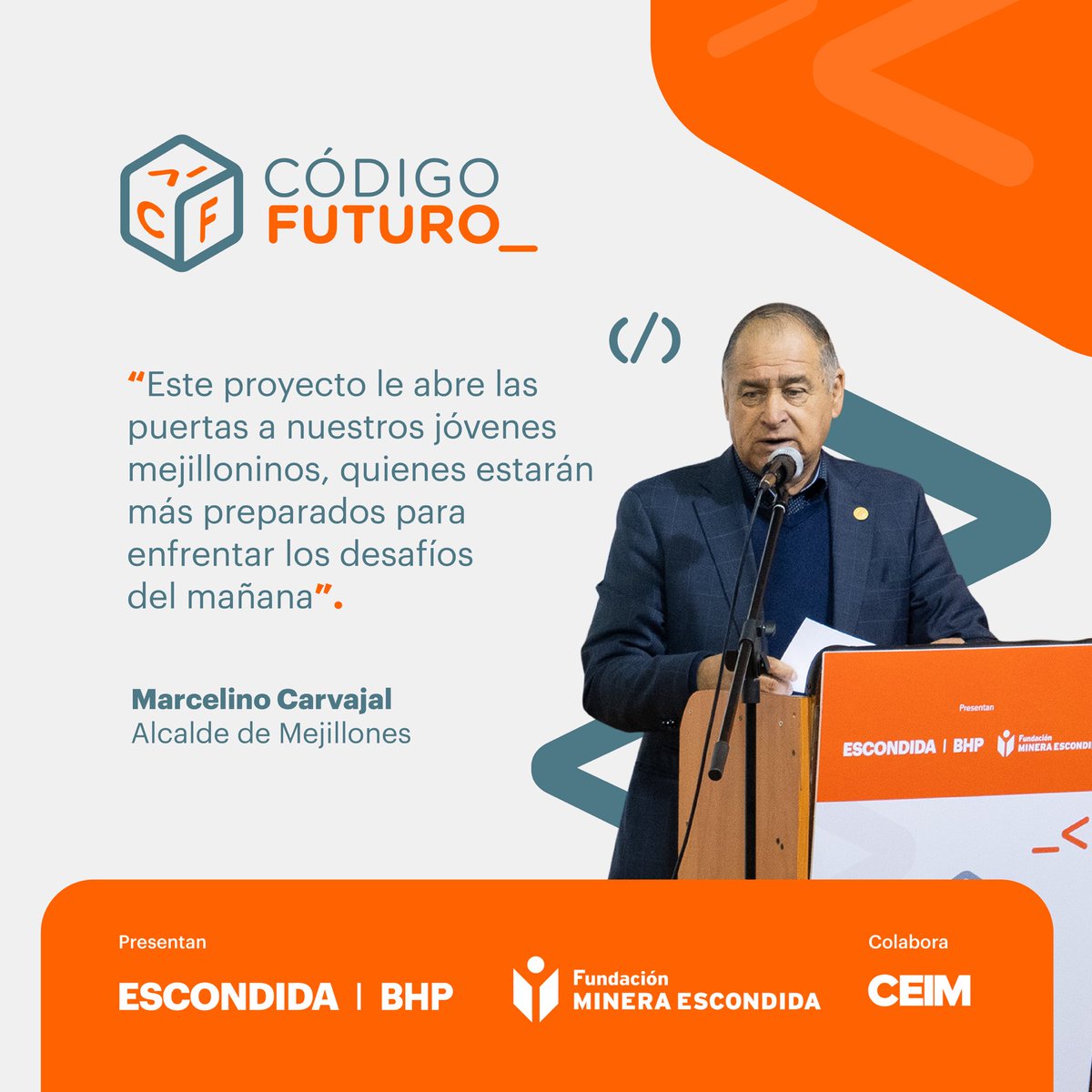 fmescondida's tweet image. ¡Programa Código Futuro! 🚀 

Este año, el programa a ampliando su alcance con un despliegue territorial en Mejillones que traerá oportunidades únicas en tecnología y desarrollo digital para nuestra región. 💻✨

#CódigoFuturo #AntofagastaDigital #Mejillones #InnovaciónRegional
