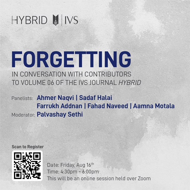 Join us online to listen to
<a href="/Palvashits/">Palvashay</a> Palvashay Sethi converse with some of the contributors to Hybrid Vol 6 : Ahmer Naqvi <a href="/karachikhatmal/">Ahmer Naqvi</a> Farrukh Addnan <a href="/farrukhaddnan/">farrukh addnan (visual artist)</a>
Fahad Naveed <a href="/FahadNaveed/">Fahad Naveed</a>
Scan the QR code to register for the event and receive login details