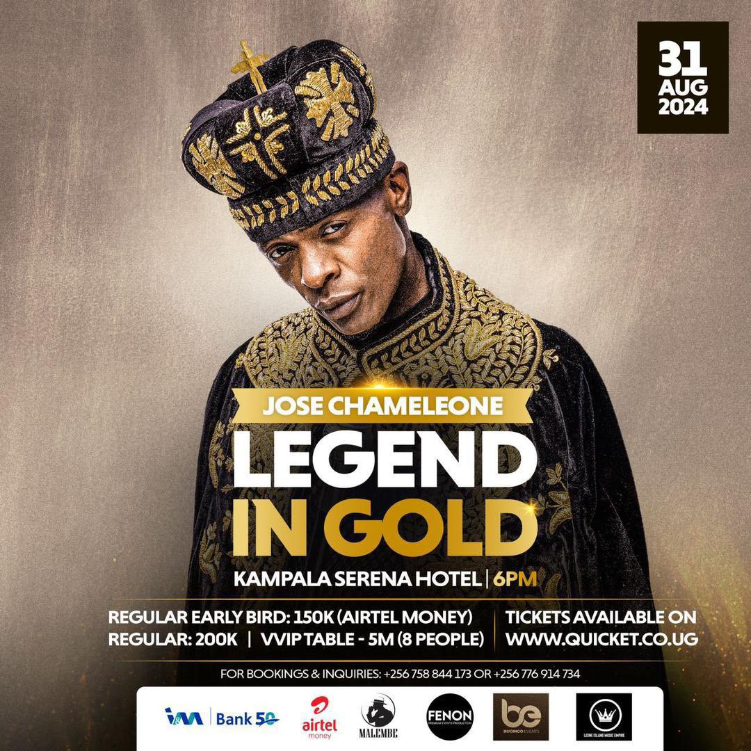As we gear up for the #LegendInGoldConcert on 31st August, we’ll spend the next 20 days revisiting Jose Chameleone's biggest hits. 

Let the nostalgia kick in!