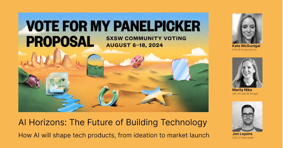 marilynika's tweet image. Our SXSW panel about the future of AI products requires voting. Could use your support if you are interested! 

panelpicker.sxsw.com/vote/151684 

#aiproductmanagement #sxsw