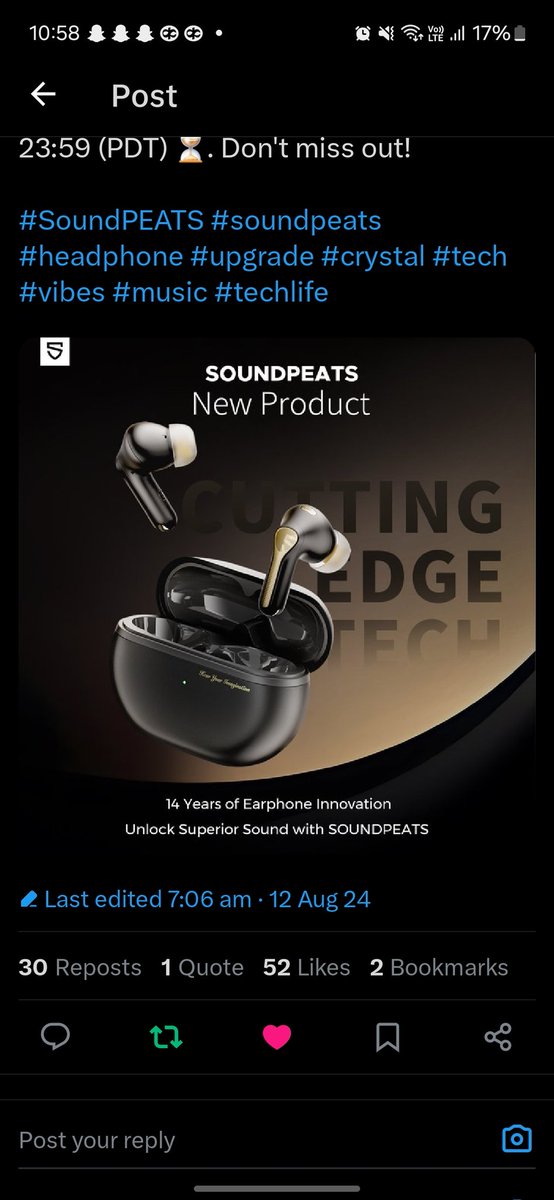 ShubhmrX's tweet photo. Thank you @SOUNDPEATS ❤️for this awesome opportunity 🙌
#soundpeats #capsule3pro+ #giveaway #giveawayalert #fans #ugc #headphones #earphones #music #tech #amazon #amazonfinds #newrelease
Tag
@Trending_kiing
@CoolDisha27
@SusmitaBN
Screenshots 👇 https://t.co/oDPlN6gyan