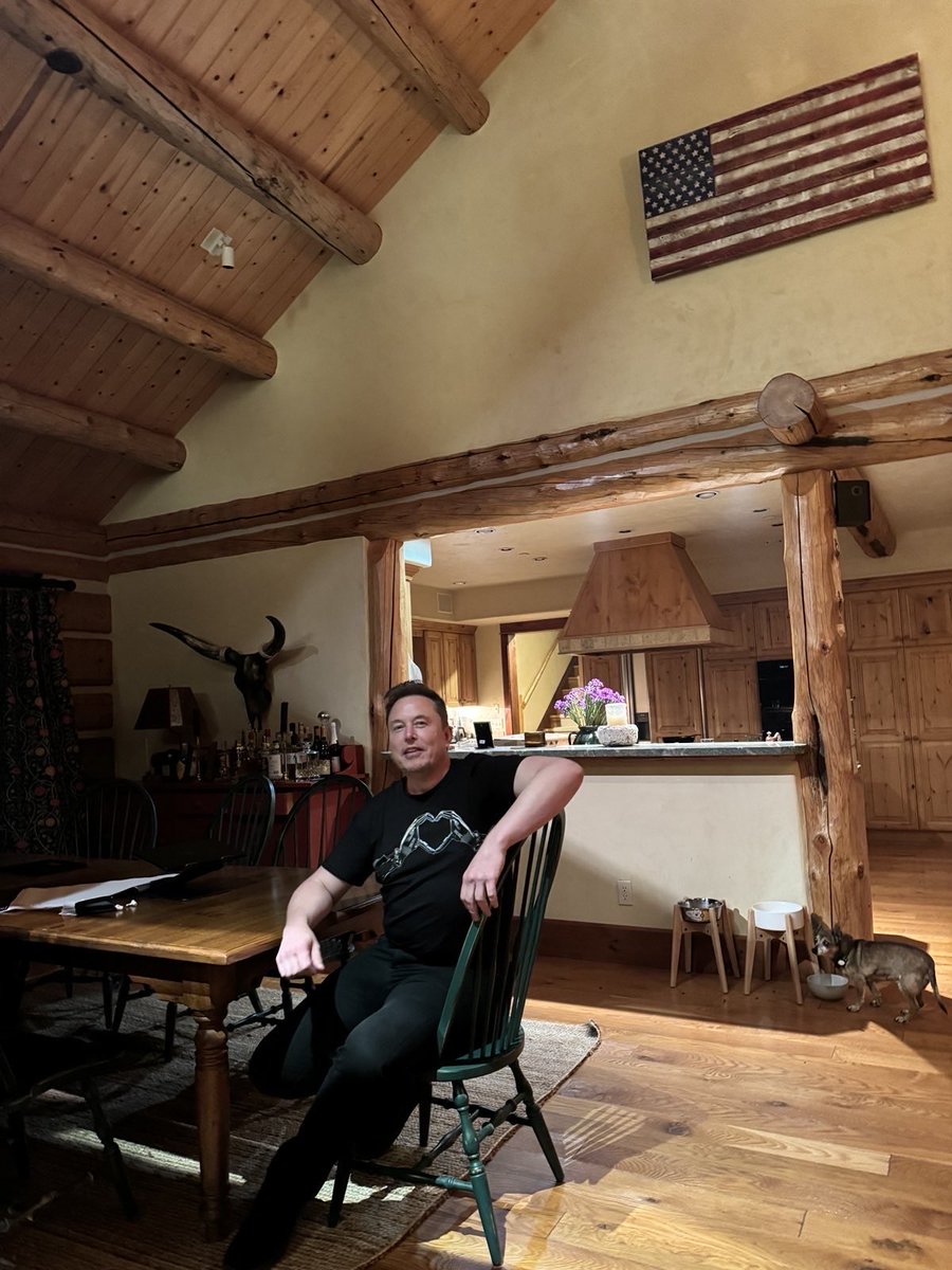 elonmusk's tweet image. Doing the ⁦@realDonaldTrump⁩ Space at my friend’s ranch in Wyoming