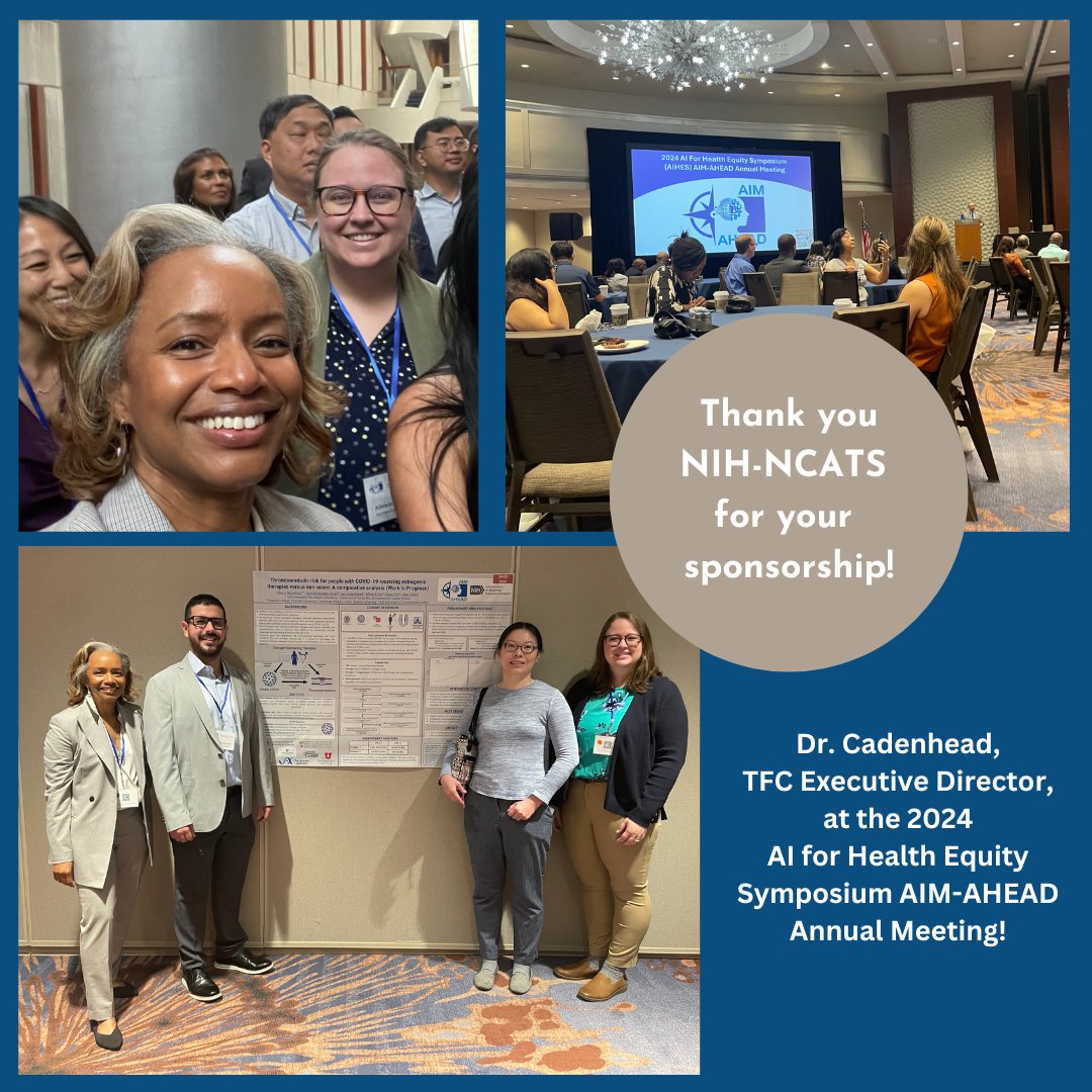 tischfoodcenter's tweet photo. Dr. Cadenhead attended the 2024 #AIMAHEAD #AIforHealthEquitySymposium where her team presented on thromboembolic risks for ppl w #COVID19 receiving estrogenic therapies. It was a great opportunity to see the latest in using #AI &amp; #machinelearning to address #healthequity concerns https://t.co/MlYOOIkA3U
