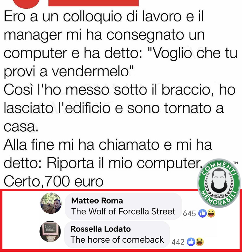 CM_Memorabili's tweet image. I futuri nel campo vendita, quelli palesemente rosei. #commentimemorabili #vendite #continuatevoi