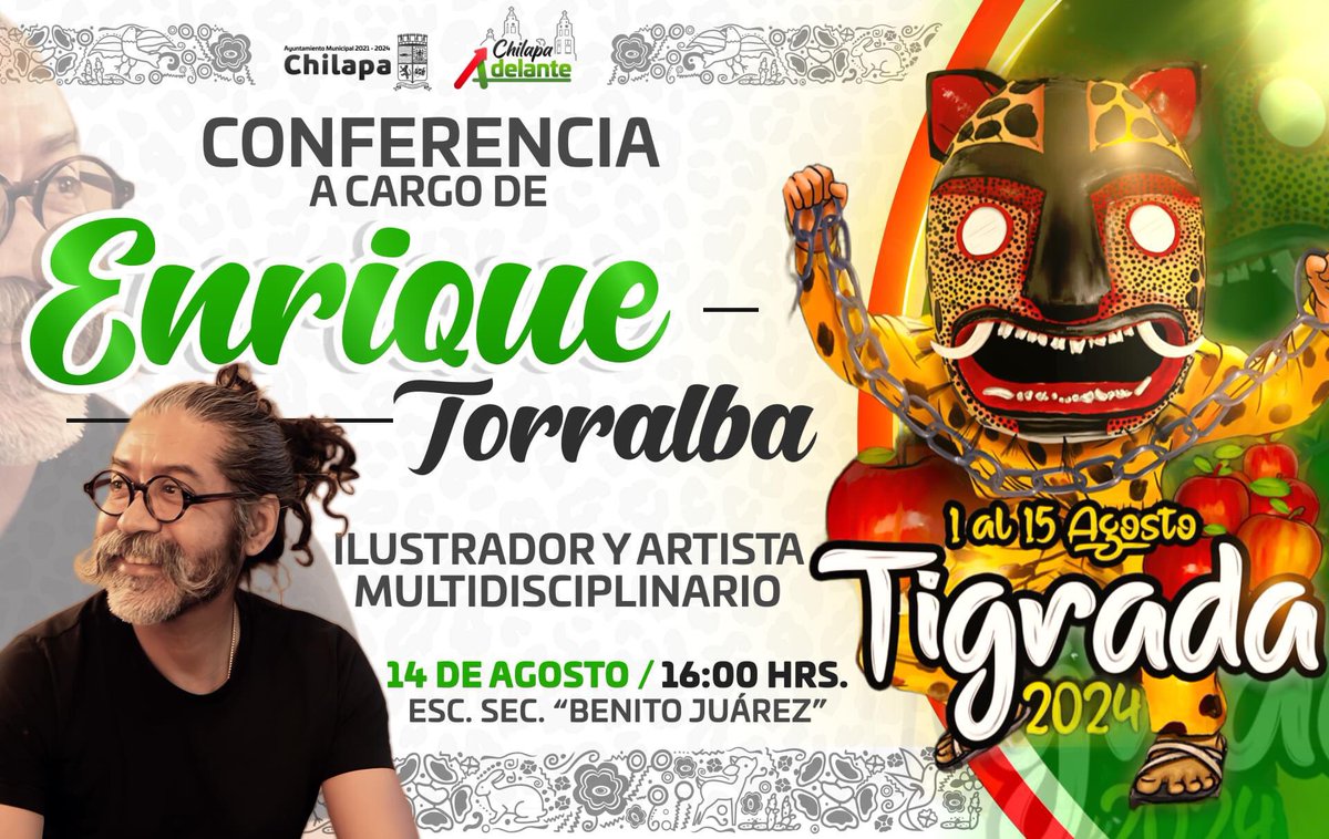 Conferencia a cargo de Enrique Torralba.
16:00 hrs Esc. Sec. Benito Juárez.