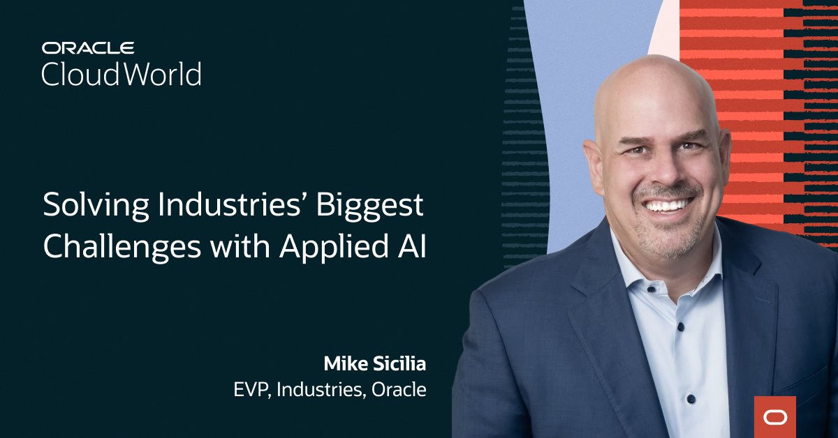 DMCooley6's tweet photo. Join Mike Sicilia at #CloudWorld to explore how organizations are harnessing #AI to tackle their toughest challenges and realize their biggest opportunities, with examples spanning financial services, retail, healthcare, communications, and more: https://t.co/FMIJvniXtM https://t.co/c9EE7b8o7Z