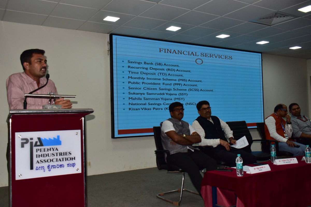 HqPostal's tweet image. Today, Peenya Industries Association(PIA) has organised Intercation meeting (#DCDP) in association with ESIC &amp;amp; India post. Shri A Kishore, Dy Director Incharge ESIC SRO Peenya and Shri H M Manjesh, The Chief Postmaster Bengaluru GPO grace the event. 
#DakChaupal
#DakSewaJanSewa