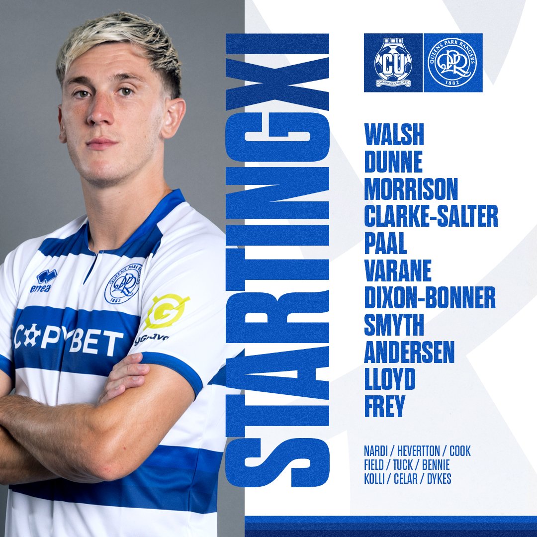 QPR's tweet photo. 🚨 𝗧𝗘𝗔𝗠 𝗡𝗘𝗪𝗦 🚨

Our side to face Cambridge 💪 https://t.co/D6ZZcP9ati