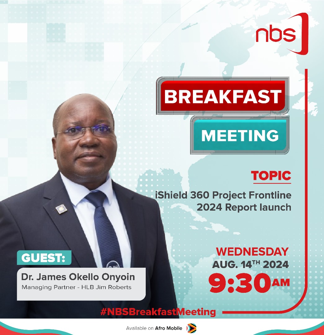 nbstv's tweet photo. Join us tomorrow at 9:30 am for the #NBSBreakfastMeeting as we host @jonyoin Managing director @HlbJimRoberts and @MustaphaMugisa Managing Director @summitcltd to talk about the upcoming #iShield360 project Frontline 2024 Report Launch.
#NBSUpdates https://t.co/hF5ZdPR3O6