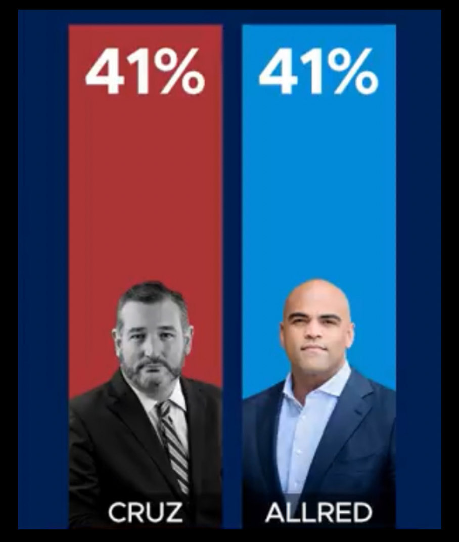 Texas is now in play, people! Vote Colin Allred for U.S. Senate and #TurnTexasBlue!