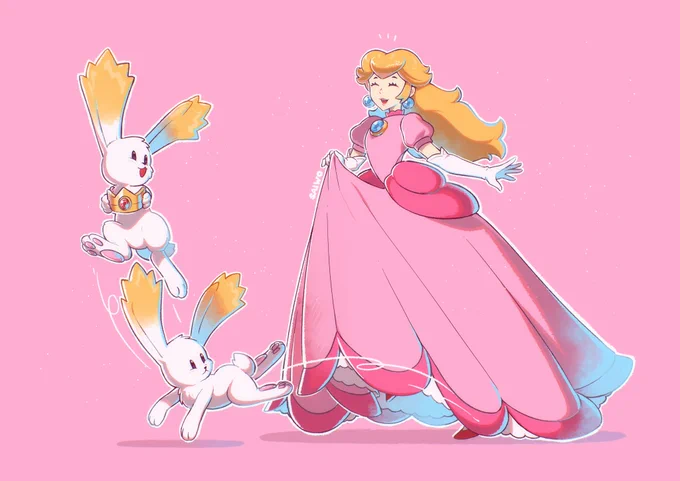 PEACH MONTH - DAY 13Oh no! Someone has hoppity hopped and stole the Princess crown!!#PeachMonth_Saiwo 