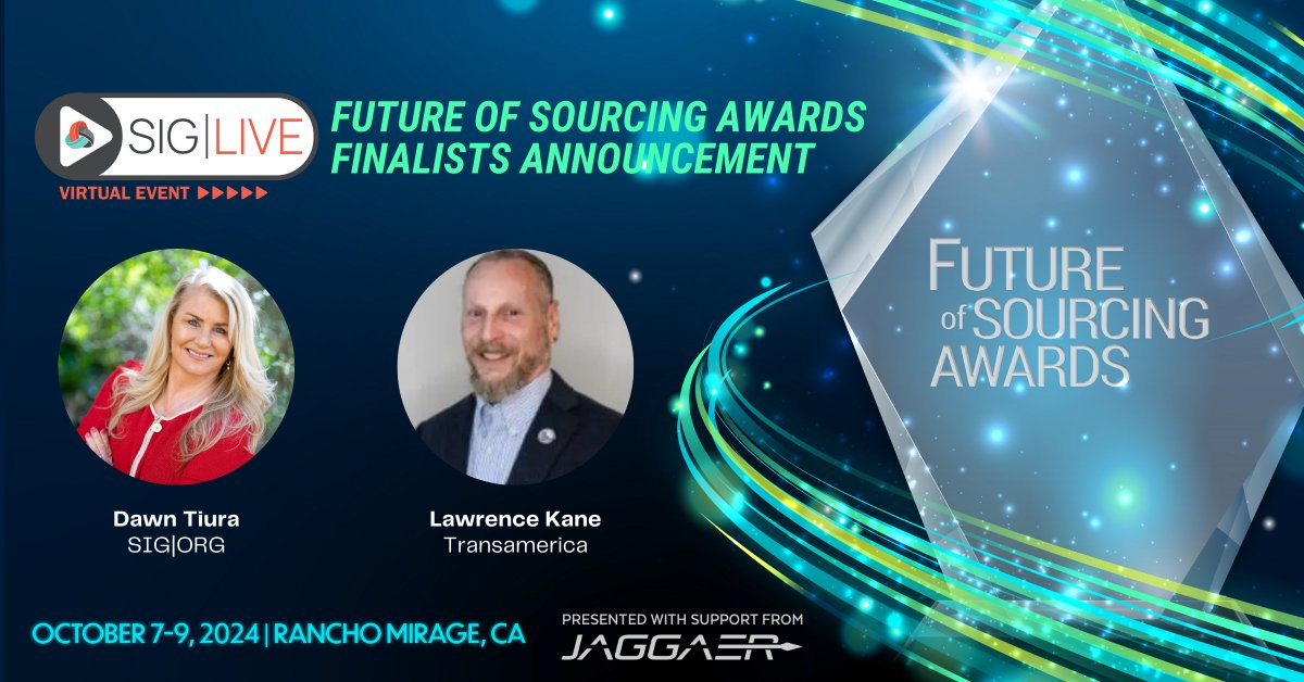 Get ready for the big reveal! Tune in tomorrow at 4:30 PM EST for a live event announcing the 2024 Future of Sourcing Awards finalists. Hosted by our President and CEO, Dawn Tiura, with special guest, Lawrence Kane!

Join us! linkedin.com/events/futureo…