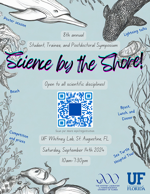 Whitney_Lab's tweet photo. 📣📣One month until #ScienceByTheShore at #WhitneyLab, open to ALL trainees from ANY nearby research institute. We still have openings for posters and talks. Sign up by August 30 to secure your spot! 

Info + registration 👇
https://t.co/IO5nyonm1P https://t.co/yLibq6jbc4