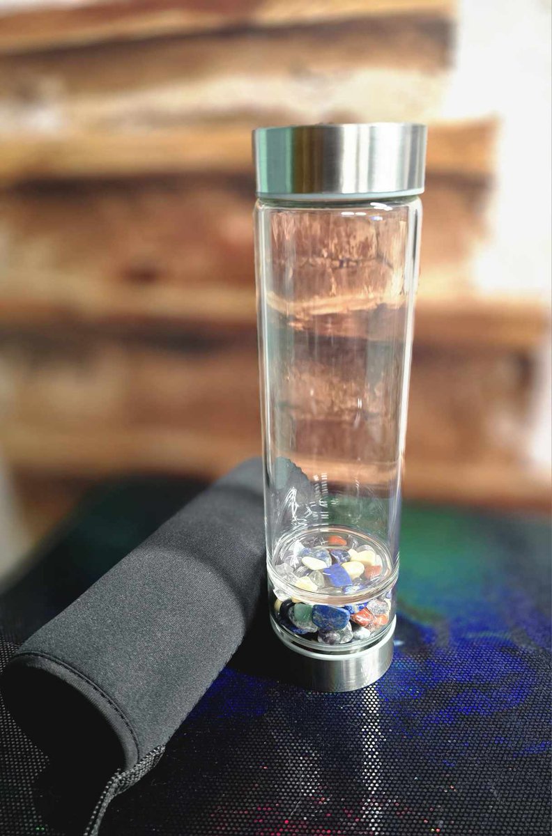 Aaronlp0077's tweet photo. Hi everyone,
We have 2 Crystal infused glass drinking bottles left. 

The black obsidian is in a contained obelisk that screws in from the bottom.

The charka bottle is on the bottom of the bottle that screw in from the bottom.

https://t.co/fMXvUF5RsL https://t.co/3SGFHc2O3Q