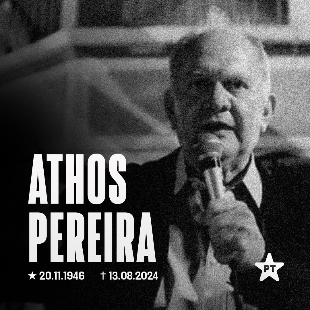 JeanCar86387741's tweet photo. O Partido dos Trabalhadores e das Trabalhadoras lamenta o falecimento do companheiro Athos Pereira, fundador do PT e defensor tenaz da democracia e do interesse nacional! https://t.co/Sex0q2ltg9