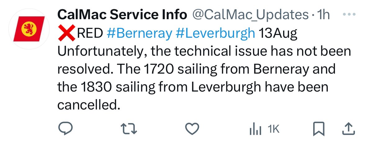 Another night in Uist for us: Cancelled ferry means that almost all staff involved in in-service delivery in Stornoway tomorrow are stuck in Uist. Subject to ferry sailing at 7am, the team will be in Stornoway for a 10am start. The event will start one hour later than notified.