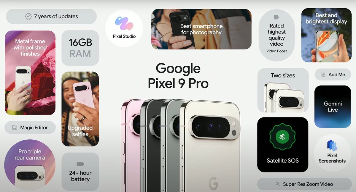sulabhpuri's tweet image. Pixel 9 Pro in a nutshell #TechSpecs
