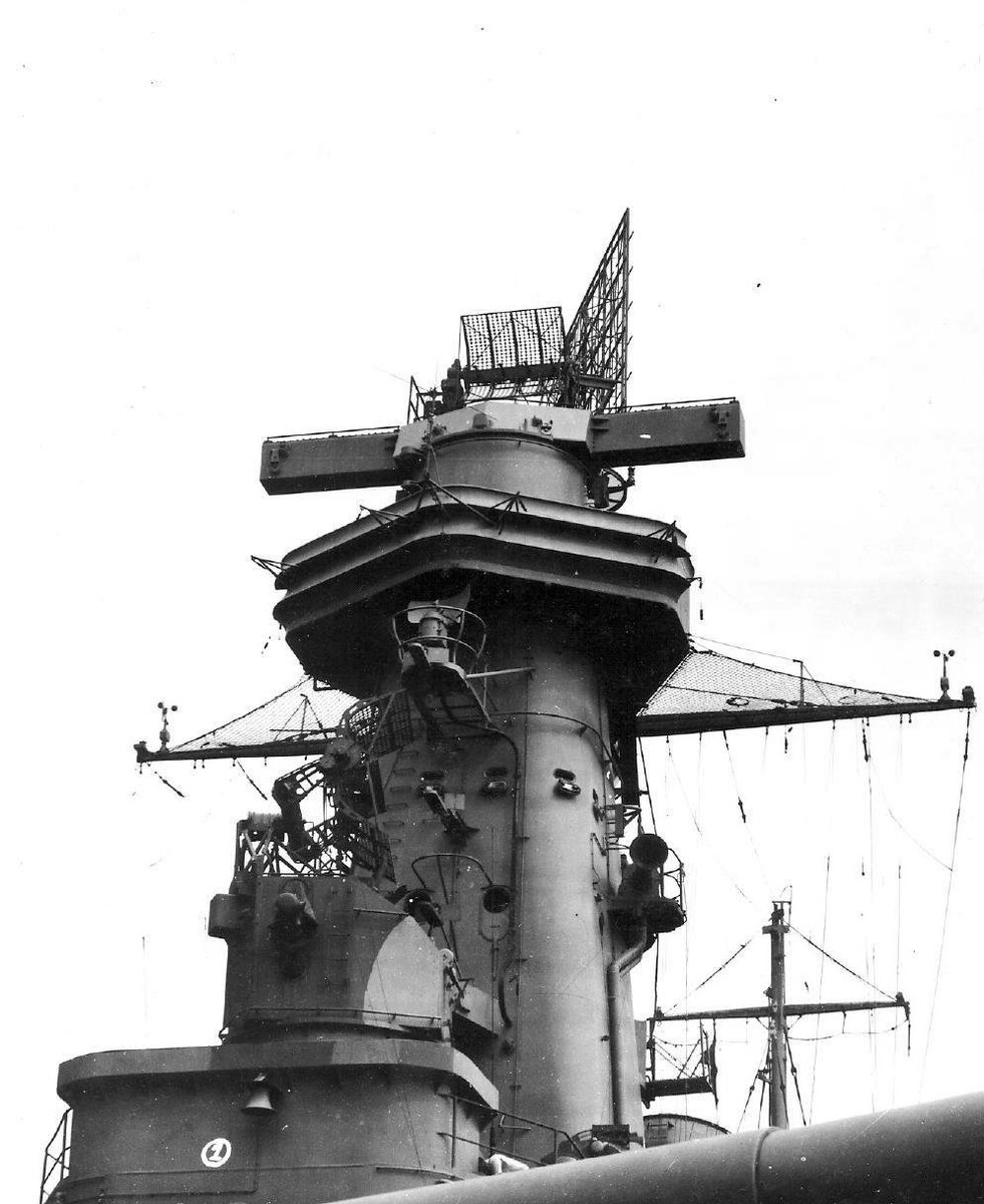 HiddenHistoryYT's tweet photo. Close up view of the tower foremast of USS Washington, New York Navy Yard, New York, United States, 18 Aug 1942 https://t.co/J7UzoAKymY
