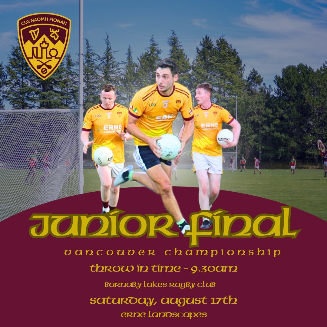Big week for the Club as we prepare for Championship Finals Day 🏐

We will be competing in 4 out of the 6 finals scheduled for this Saturday, August 17th. A huge achievement for the Club!

First up on Saturday is our Junior Men’s team at 9.30am. Best of luck to the lads 💪

#GAA