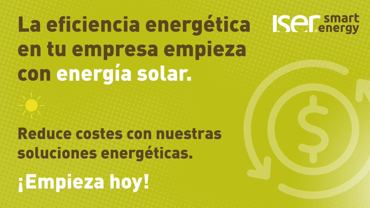 Consigue el máximo ahorro y eficiencia para tu empresa con nuestras soluciones energéticas personalizadas. En Iser, te ofrecemos soluciones que hacen que la energía solar sea una fuente accesible para tu negocio.

👉 ¡Súmate a la energía 100% renovable! iser.es/contacto/