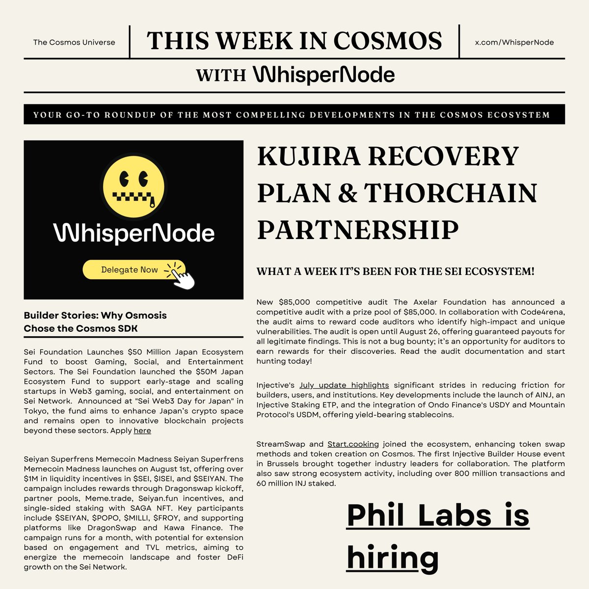 BK_MovementLab's tweet photo. This week in the Cosmos ecosystem, We bring you a detailed roundup of the most significant developments.

@Injective's July update highlights significant developments, including the launch of AINJ and integrations with Ondo Finance's USDY and Mountain Protocol's USDM.

🧵 https://t.co/EvC2ZX43So