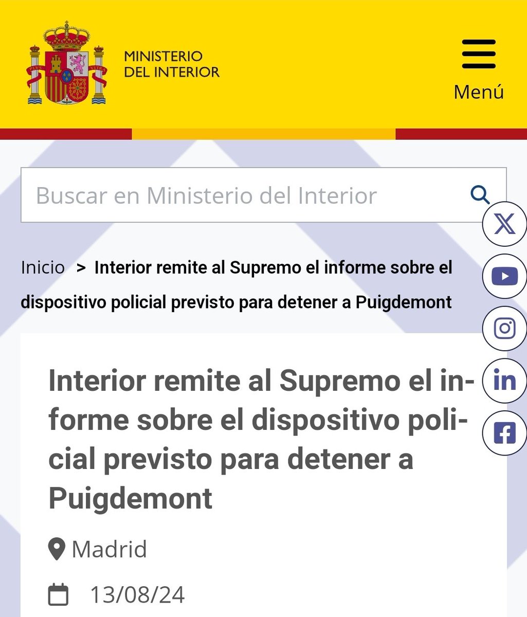 UACD_Youtube's tweet photo. EL MINISTERIO DE INTERIOR DEL GOBIERNO DE PEDRO SÁNCHEZ HA ENVIADO HOY AL JUEZ LLARENA EL INFORME SOBRE LA FUGA DE PUIGDEMONT.

CONCLUSIONES:
-NO SE HIZO NINGÚN CONTROL DE ENTRADA EN FRONTERAS.
-NO SE REALIZÓ NINGÚN PLAN NI DISPOSITIVO, NI SE DIO NINGUNA ORDEN DE DETENCIÓN ESPECÍFICA A GUARDIA CIVIL Y POLICÍA NACIONAL.
-SE DEJÓ TODO A LOS MOSSOS.
-NO SE HIZO NINGÚN TRABAJO DE INTELIGENCIA.

ES DECIR:
NO SE HIZO ABSOLUTAMENTE NADA PARA DETENER A PUIGDEMONT POR PARTE DEL GOBIERNO DE ESPAÑA A PESAR DE HABER UNAS INSTRUCCIONES CLARAS DEL JUEZ LLARENA DEL TRIBUNAL SUPREMO PARA DETENERLE. 

EN MI OPINIÓN HAY UN POSIBLE DELITO DE DESOBEDIENCIA POR PARTE DEL GOBIERNO DE ESPAÑA AL TRIBUNAL SUPREMO EN BENEFICIO DE PUIGDEMONT.

Todo en YouTube:
https://t.co/eKGlZFhvV1