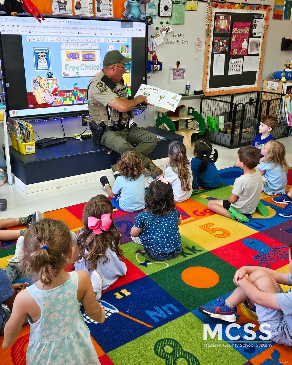 We’re grateful for our amazing MCSS SROs who go above and beyond to protect and connect with our students. Today, Mt. Carmel’s Deputy Johnson made a special visit to a PreK class for storytime with our youngest learners. #ThePowerOfUs