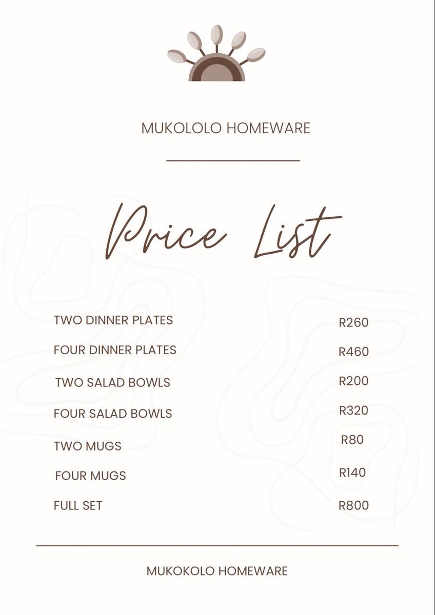 All orders to be placed directly on my WhatsApp on 0716168886