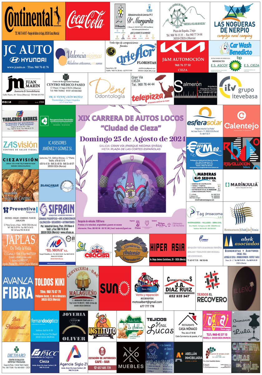 Os presentamos el cartel oficial de los Autos Locos 2024. Agradecemos la colaboración de todos y cada uno de los patrocinadores.

Nos vemos el próximo domingo 25 de agosto.
¡No te lo puedes perder!
#AutosLocosDormis2024 #losdormiscieza