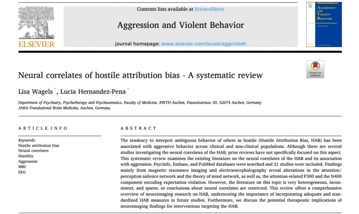 luciahp96's tweet image. 📣 Systematic review on the neural correlates of hostile attribution bias ‼️
doi.org/10.1016/j.avb.…
🧵