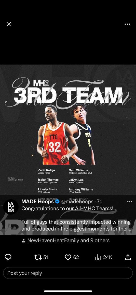 Congratulations to Isaiah Thomas on earning 3rd team All MHC honors. Isaiah’s ascension to legitimate D1 prospect has been great to see unfold, and still only scratching the surface of his potential. Isaiah’s name will be very popular with college coaches moving forward.