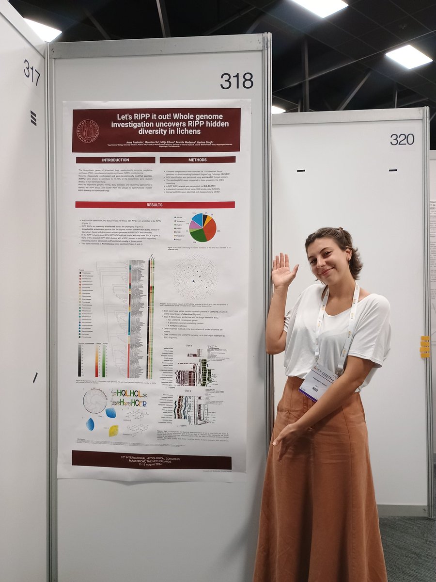 Anna Pasinato (@annapasinat0) on Twitter photo Are you curious about #lichen #RiPP biosynthetic gene clusters #BGCs ?Come talk to me tomorrow at the poster gallery (n318)! 
#IMC12 
#peptides
#genomics
#secondarymetabolites Are you curious about #lichen #RiPP biosynthetic gene clusters #BGCs ?Come talk to me tomorrow at the poster gallery (n318)! 
#IMC12 
#peptides
#genomics
#secondarymetabolites