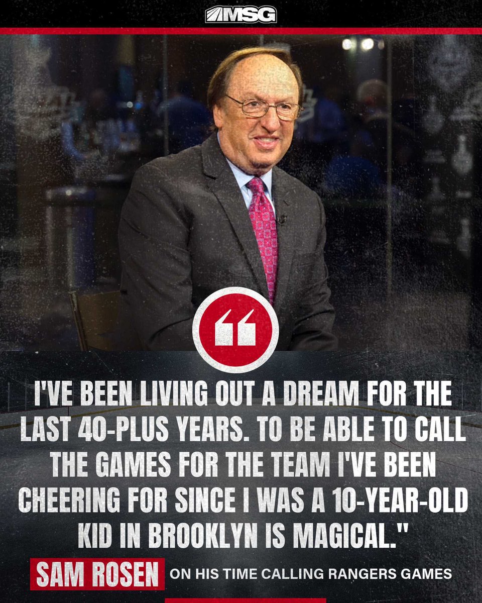 MSGNetworks's tweet photo. Sam Rosen on his amazing career calling @NYRangers games for over 40 years. More to come as we celebrate Sam this season! https://t.co/WHJAkmfEF2