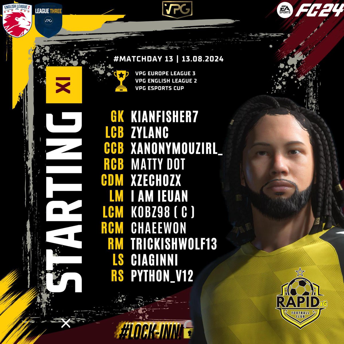 FCRapidxG's tweet photo. ๐I MATCHDAY! @OfficialVPG @VPGUK @VPGEurope
Must wins tonight โผ๏ธ
Tonightโs fixtures:
โฐ๏ธ 8:30PM
๐ Home
๐๏ธ @AdrenalineVPG
โฐ๏ธ 8:45PM
๐ Home
๐๏ธ RAVENS
โฐ๏ธ 9:15PM
๐ Home
๐๏ธ @VPG_simplicity
#LOCKINN ๐ https://t.co/L1shWCHo1e