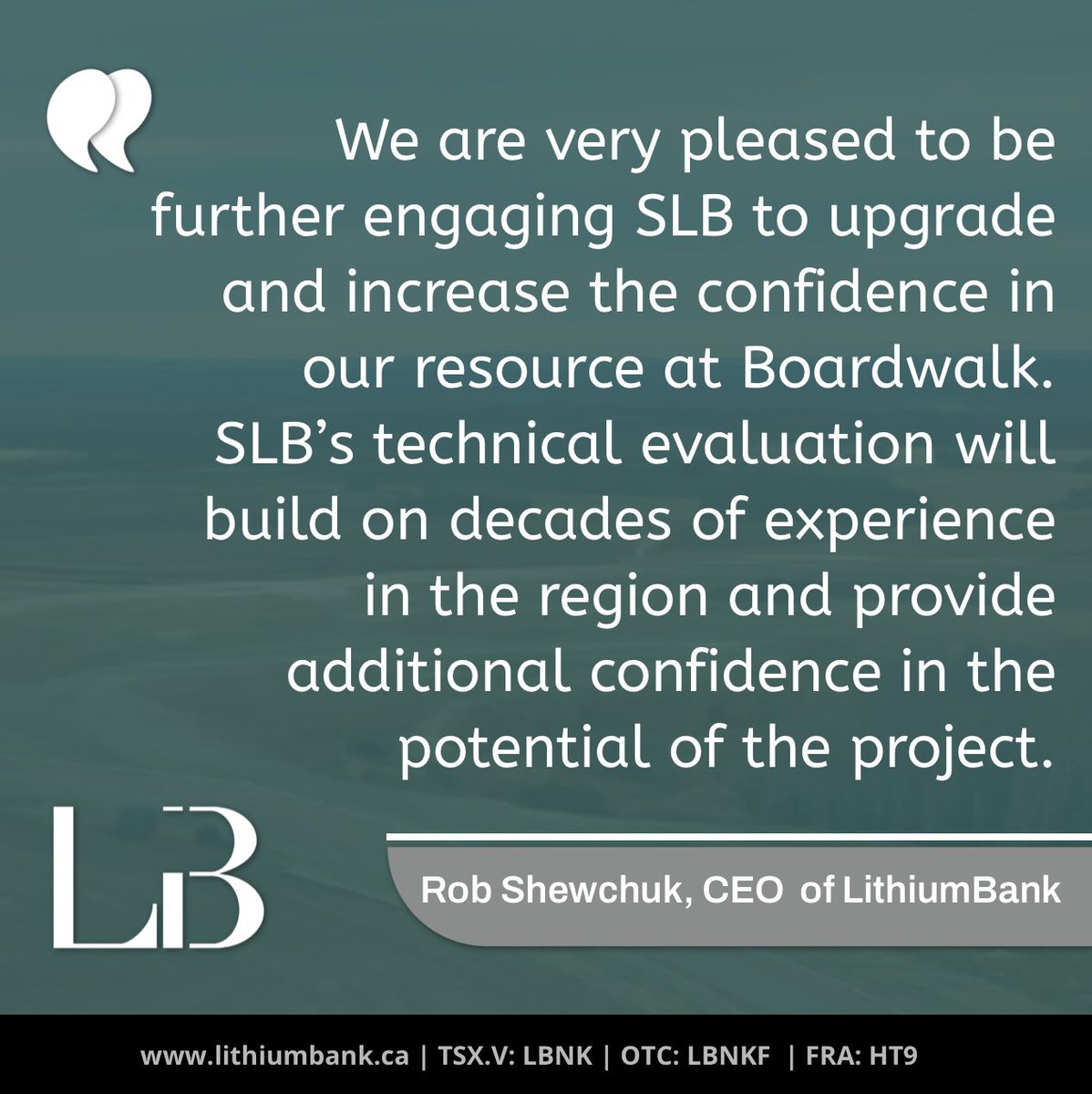[NEWS] LithiumBank Advances Subsurface Reservoir Modelling of Boardwalk Lithium Brine Project, Alberta

Visit our website for the full release: bit.ly/3YJEPal 

TSX.V: LBNK  |  OTCQX: LBNKF   

#Lithium #Li #LithiumStocks #CleanEnergy #Alberta #Development