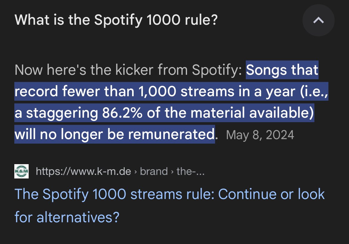 longshot_odds's tweet photo. just found out @spotify stopped paying small DIY artists like us in April. 

With a little over 5k streams in the last year (it’s obvi not a lot when you compare to artists who are on labels) but that used to be good for $20-30 a yr which paid for distro. 

#punk #spotify https://t.co/mcFO7o9SYA