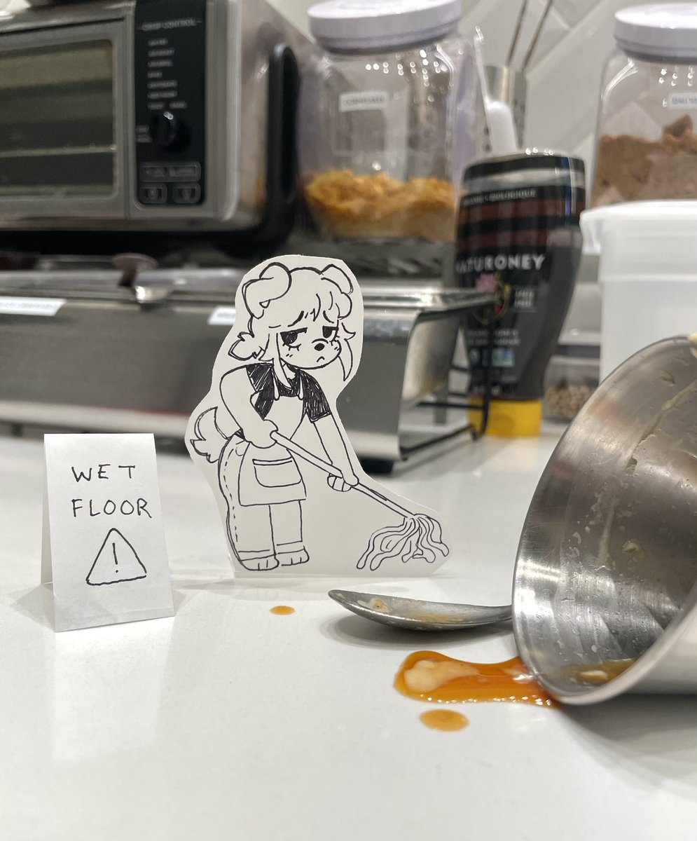 hired this tiny barista but it takes them hours to clean up even the smallest spill :/