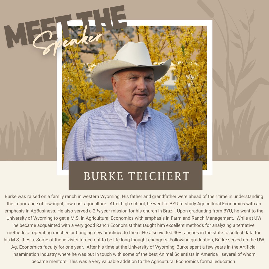 ABSoilGrazing's tweet photo. SPEAKER SPOTLIGHT! Burke Teichert

Burke will be speaking at the Western Canada Conference on Dec 11, and his presentation title is Grazing Strategies, Soil Health and Ranch Economics. Burke will also be speaking on  Dec 12, and his presentation title will be Profitable Ranching. https://t.co/v2mu3SRrLb