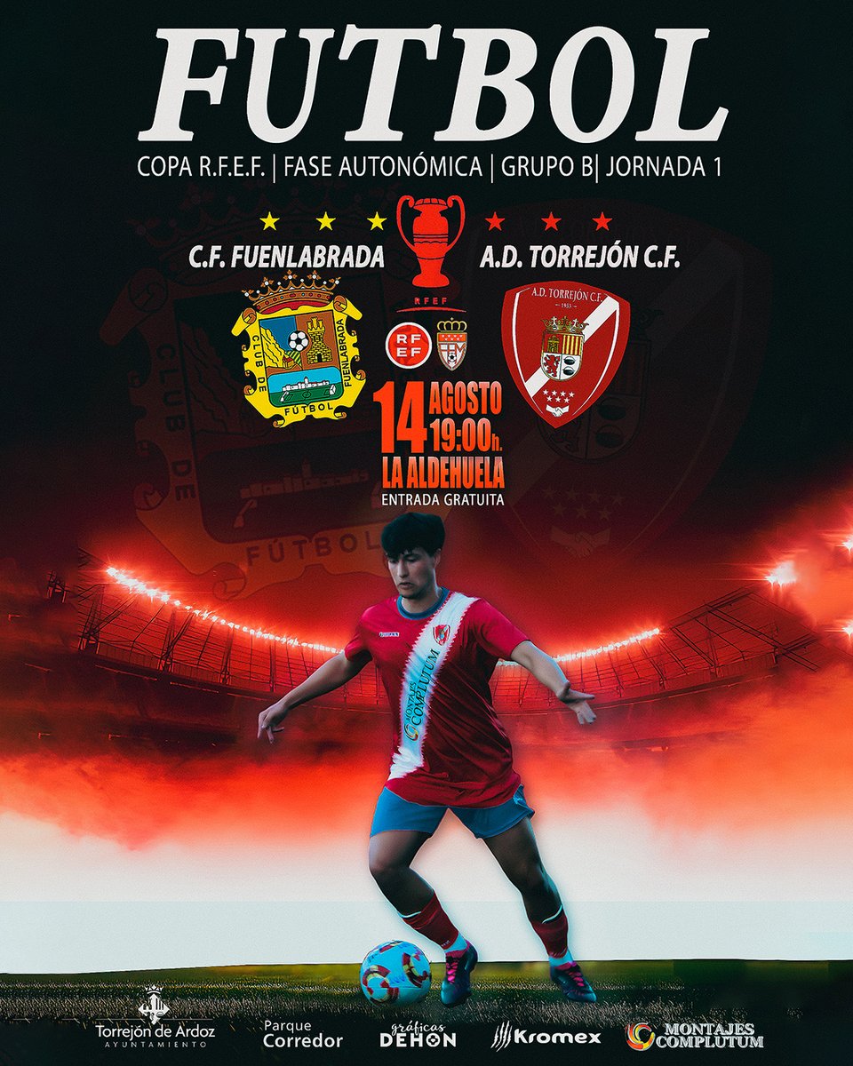 AdTorrejoncf's tweet photo. PREVIA DEL PARTIDO
COPA RFEF. FASE AUTONÓMICA 
JORNADA 1
Primer partido oficial de la temporada 2024/25 para el conjunto torrejonero ante todo un rival de Primera Federación en un grupo que disputará dos partidos en fase liguilla.
@GradaSiete @Balon_Tierra @GolSinVAR @Fuenla https://t.co/PPwRKBnbHD