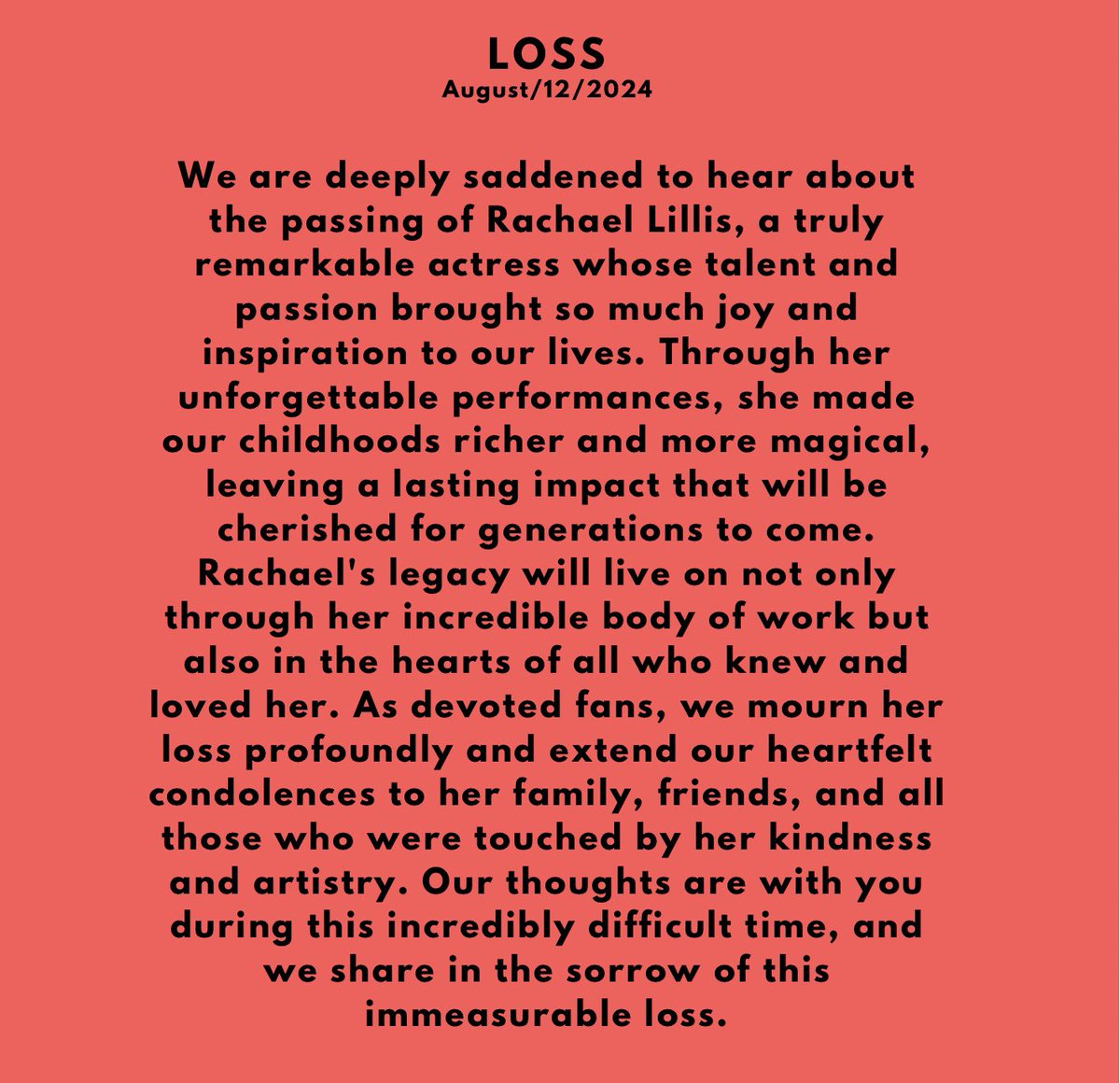OfficalRHmedia's tweet photo. Our condolences #Pokemon #Rachael_Lillis https://t.co/AVm6Nz0ylM