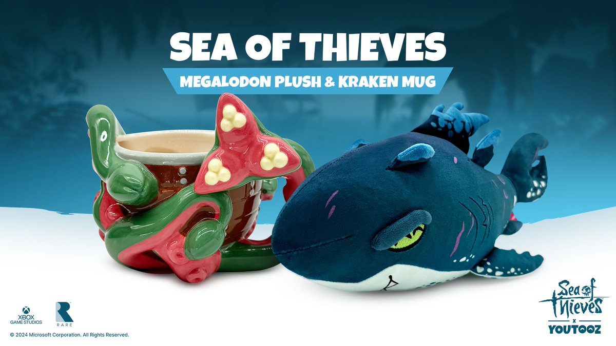 SeaOfThieves's tweet image. Summoning fans of monstrous merch, the @Youtooz Kraken Mug and Megalodon Plush are available to pre-order! If you want. No pressure.

🦈 youtooz.com/products/megal…
🦑 youtooz.com/products/krake…
