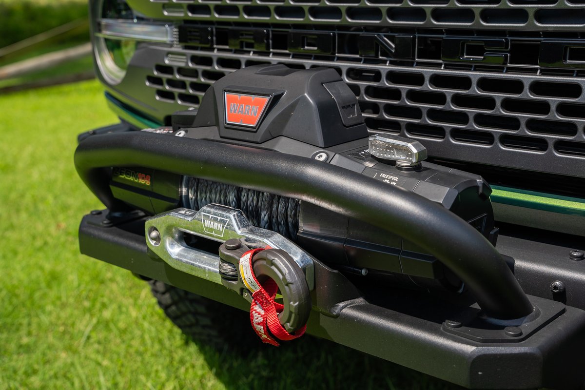 MotorWeek's tweet photo. The 2024 @Ford Bronco Everglades just arrived to MotorWeek HQ for a #QuickSpin!

This beefed up Bronco gets a number of off-road goodies including the Sasquatch package, a WARN winch, and snorkel system. Our tester is equipped with this striking Eruption Green color. Starting price? $55,520.

Stay tuned for more!