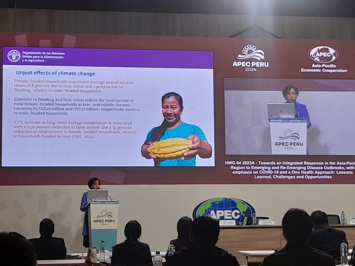 ClaudiaBritoFAO's tweet photo. Hoy tuve la oportunidad de participar en la #APEC potente espacio de integración y decisión de las economías Asia-Pacífico, en donde continuamos con la abogacía de los derechos de las #mujeresruraleslac en #OneHealth #faoperu #faoamericas https://t.co/0TaIQGManM