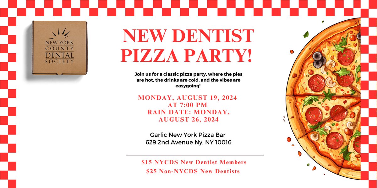 Attention New Dentists! Join us for a classic pizza party on 8/19! Purchase tickets here: eventbrite.com/e/969133904597…
