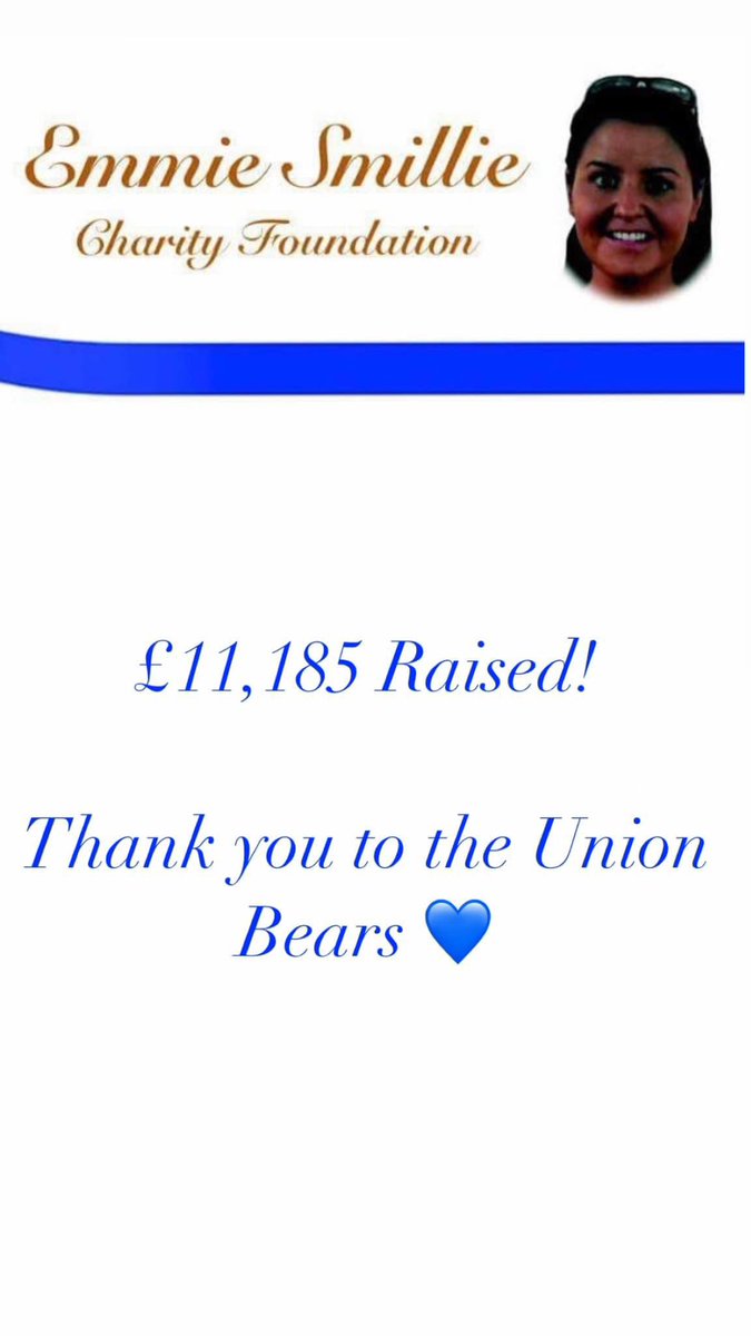 The Emmie Smillie Charity foundation would like to say a huge thank you to the <a href="/UnionBears_07/">Union Bears</a> for organising their annual football tournament earlier this year. 

They have raised an outstanding £11,185 to help as many family’s as possible battling cancer every day. 💙