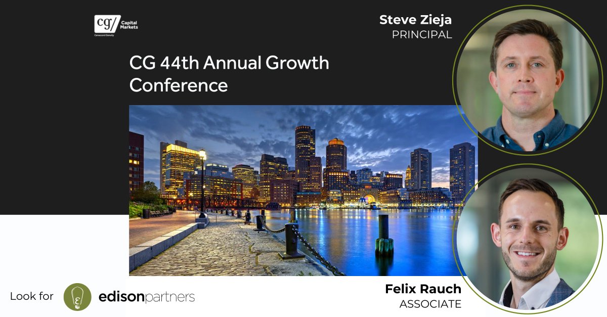 Edison_Partners's tweet image. Are you attending @CG_Driven&apos;s 44th Annual Growth Conference?

Say hi to Principal Steve Zieja and Associate Felix Rauch 👋 

#cgcapitalmarkets #canaccordgenuityconference #electrifyinggrowth