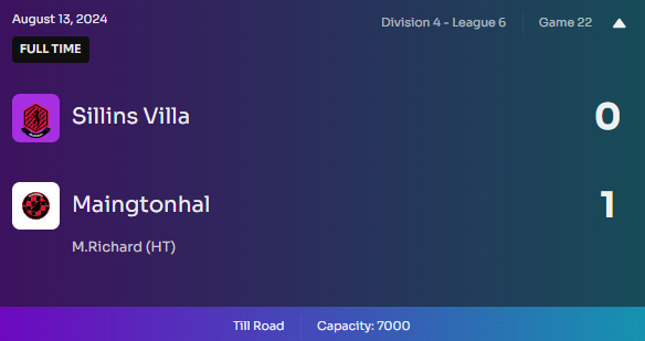 GAME 22 - We win our final league game of the season with a 1-0 victory against Sillins Villa at Till Road! ⚫️🔴 #Footium