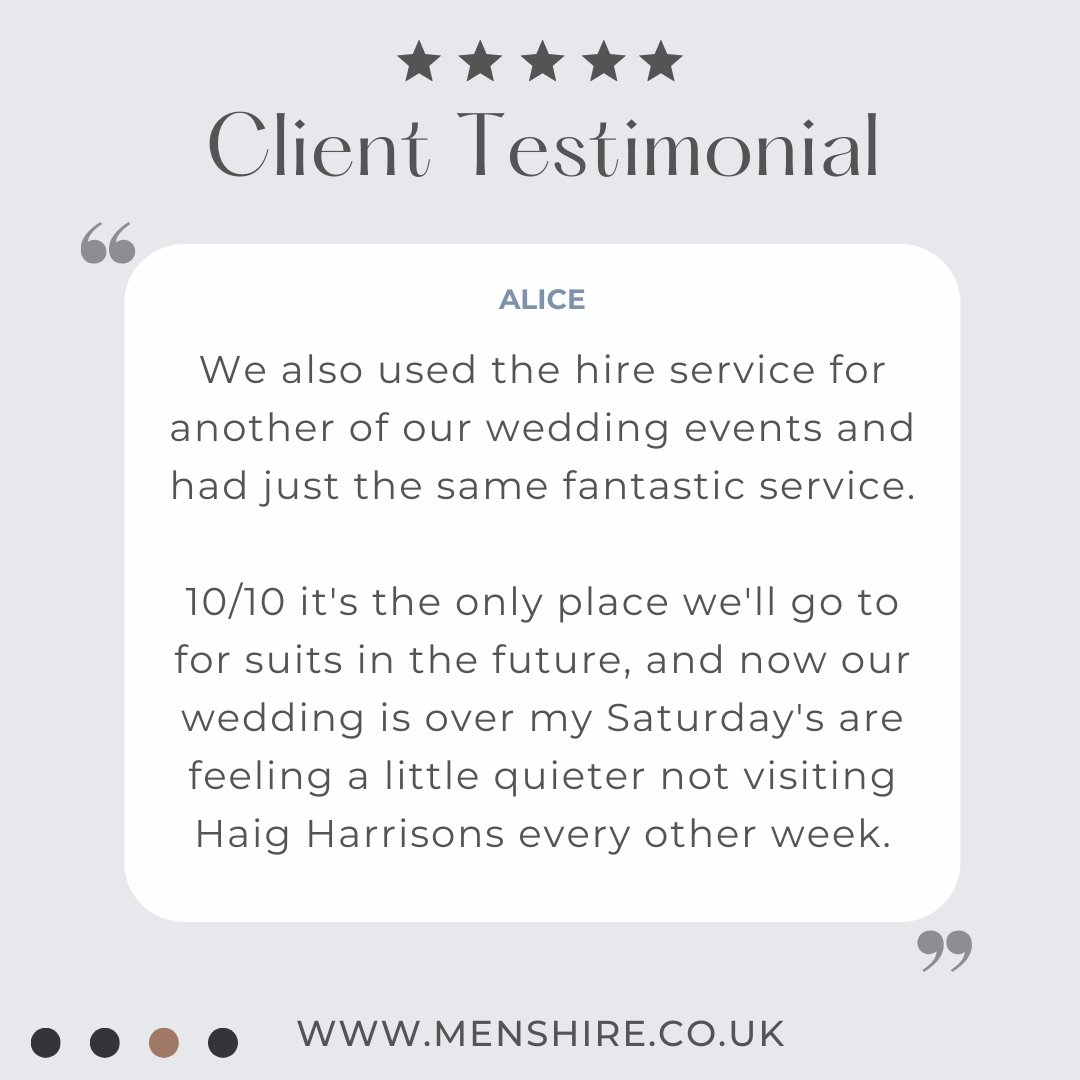 Thank you so much to our wonderful couples for their kind words, with wedding season in full swing we have been blessed with lots of lovely messages.

We loved being able to help Alice for her wedding, such a lovely couple. 

#groom #bestman #bridalparty #wedding #haigharrisons